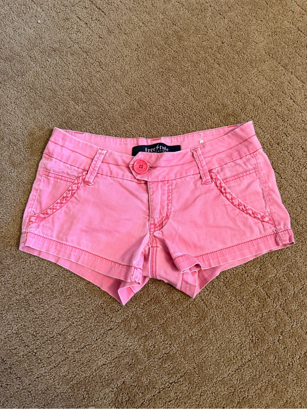 Freestyle Revolution Low Rise Micro Pink Braided detail Shorts Women’s size 1